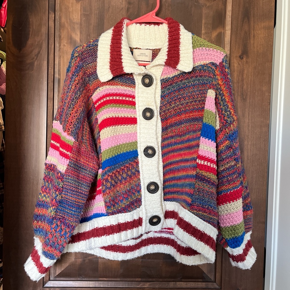 Urban outfitters rainbow button down sweater